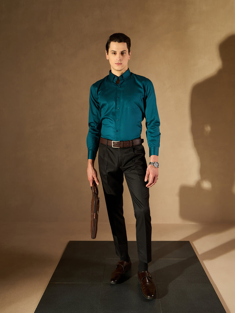 Teal Green: Solid Formal Shirt
