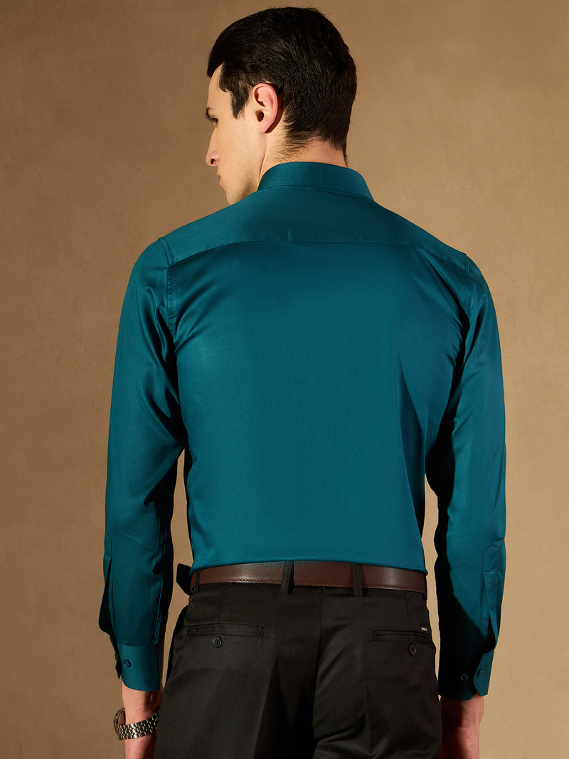 Teal Green: Solid Formal Shirt