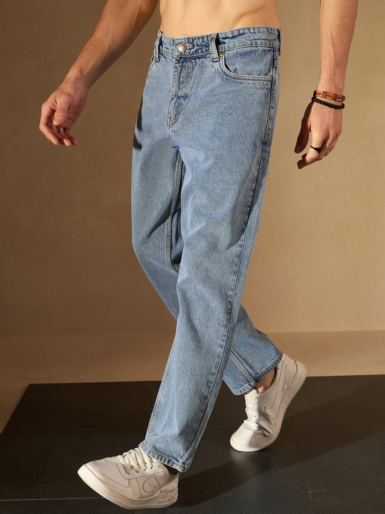 Blue Faded: Korean Baggy Jeans - Main Image