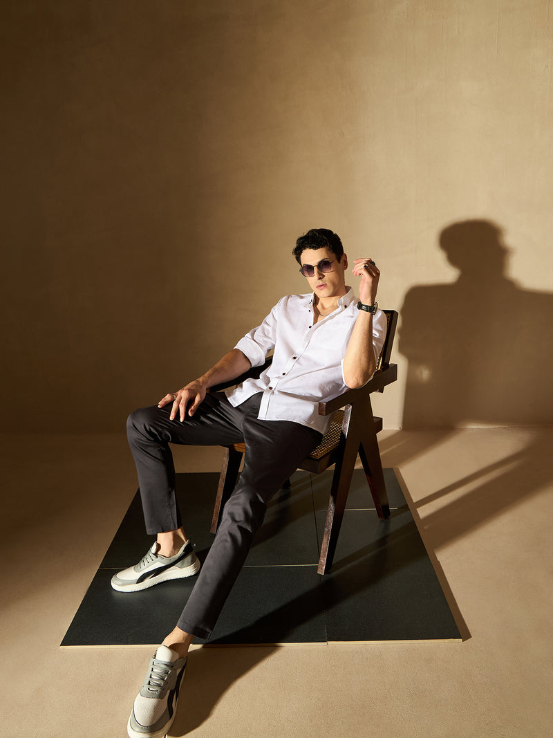 Dark Grey Straight Fit Formal Trousers