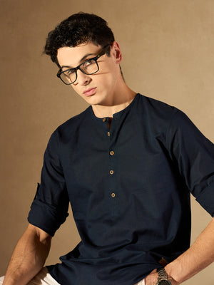 DENNISON Men Solid Linen Kurta