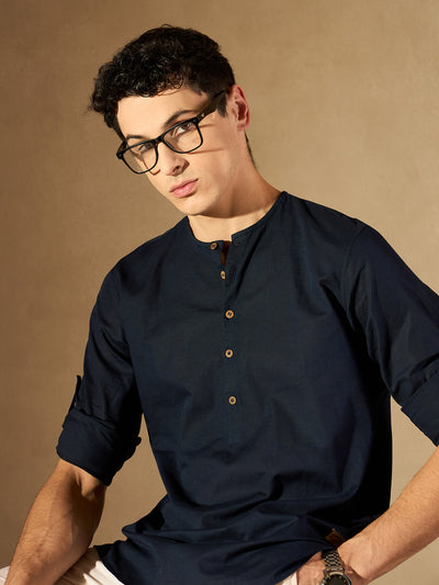 DENNISON Men Solid Linen Kurta