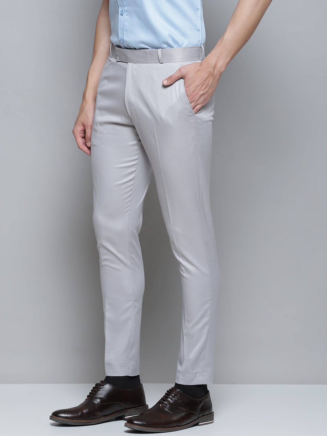 DENNISON Men Grey Smart Tapered Fit Trousers – Dennison Fashion India