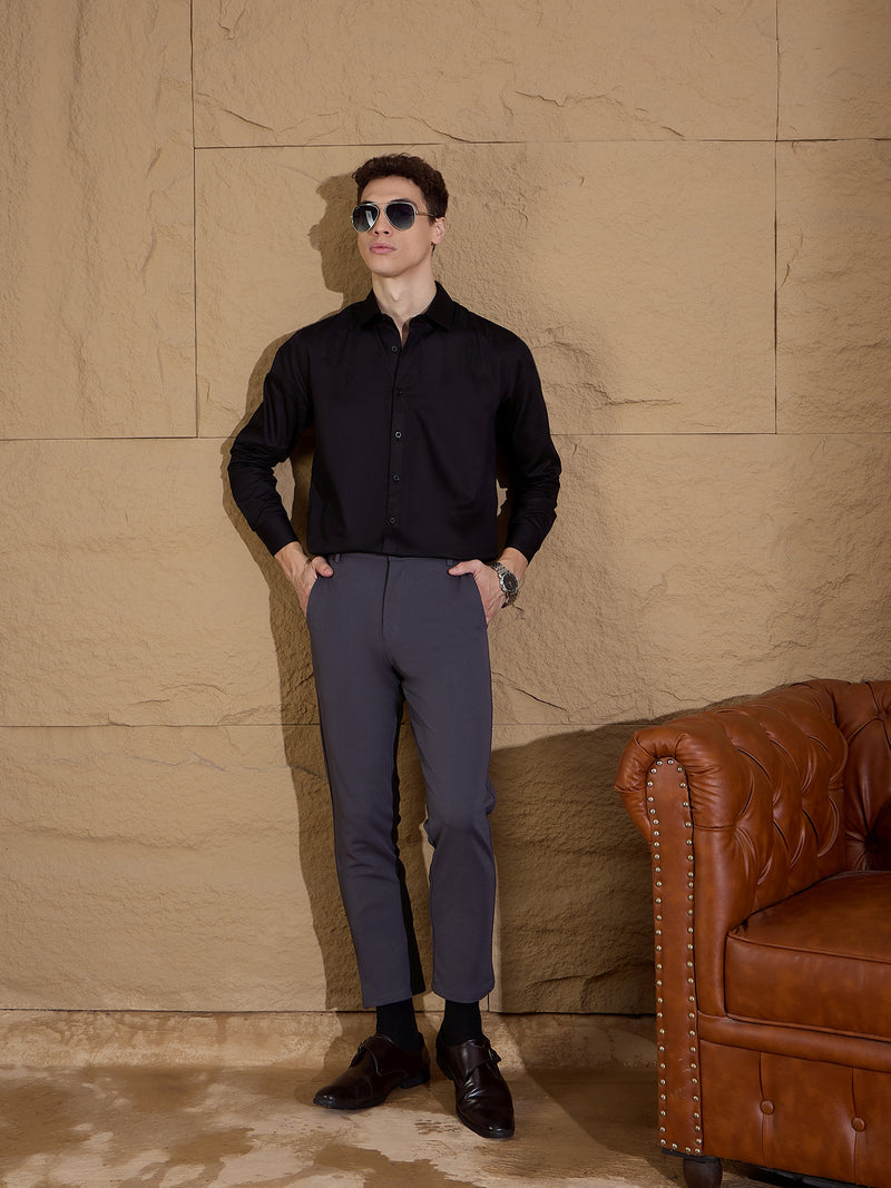 Black: Full Sleeves Embroidery Shirt