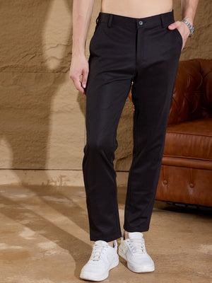 Black: Textured Stretchable Chinos