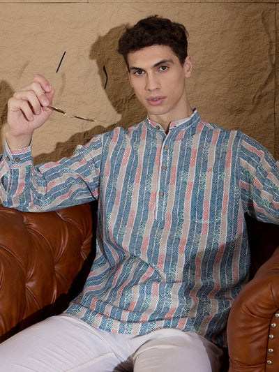 Multicolour: Abstract Printed Short Sustainable Kurta