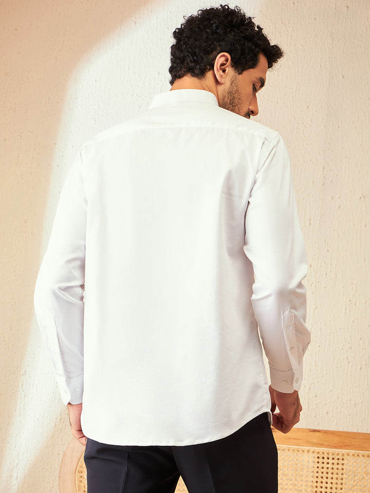 DENNISON White Smart Spread Collar Casual Shirt