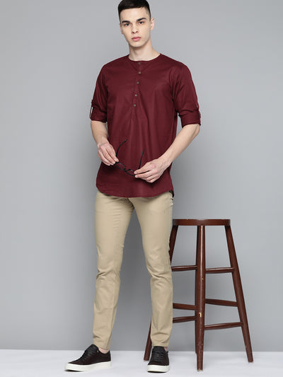 DENNISON Men Solid Linen Kurta