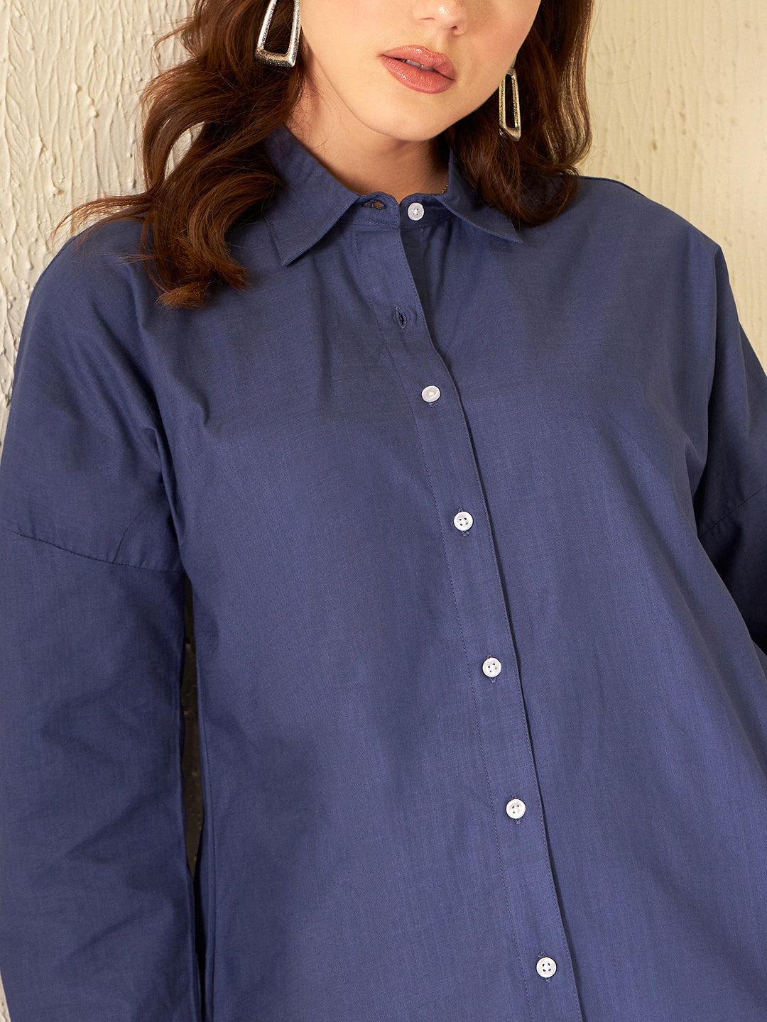 DENNISON Women Blue Smart Boxy Opaque Casual Shirt