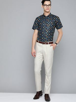 Navy Blue: Half Sleeves Comfort Printed Shirt