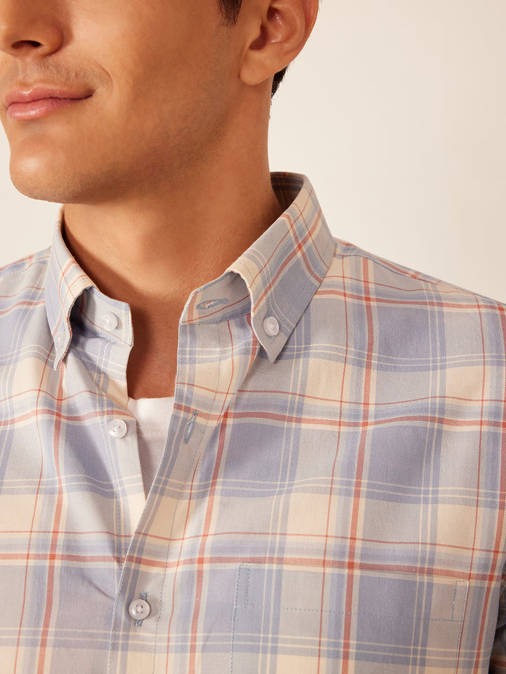 DENNISON Smart Checked Button-Down Collar Casual Shirt