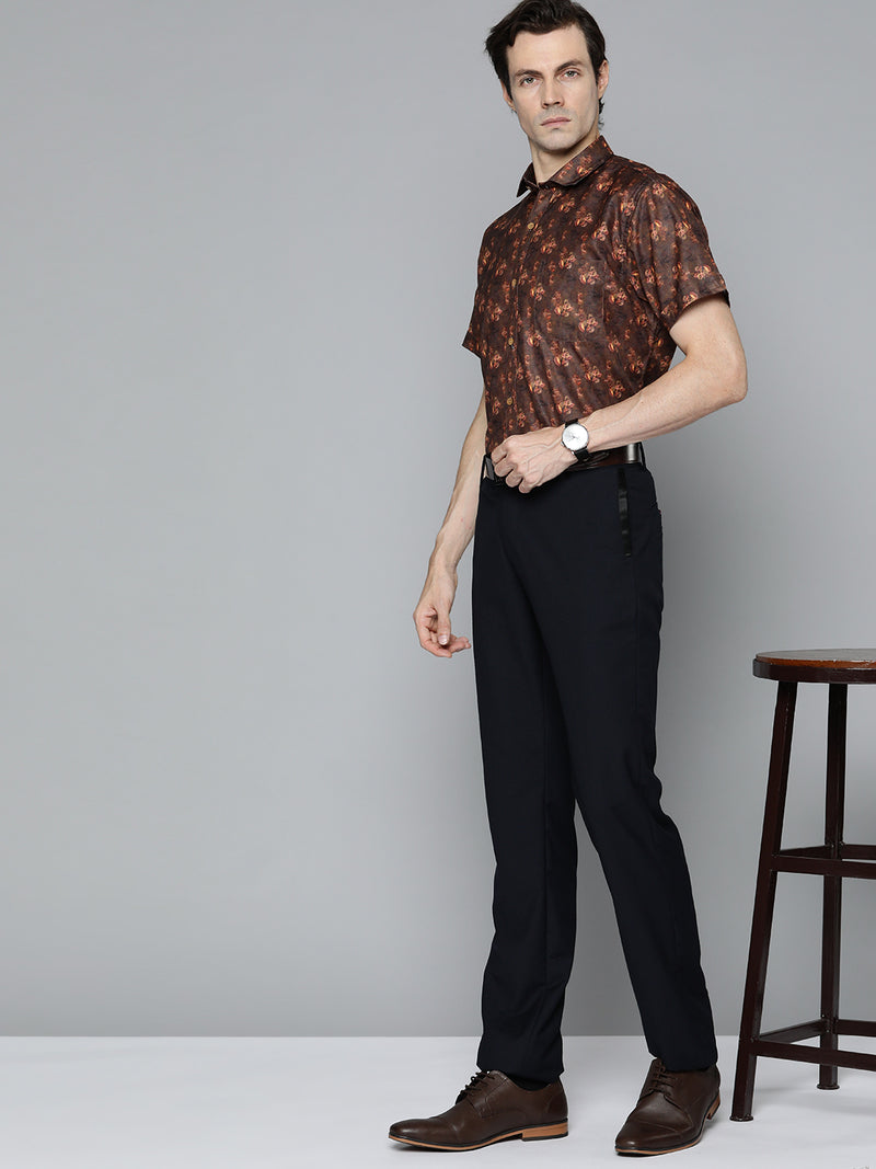 DENNISON Men Brown Comfort Fit Floral Print Casual Shirt