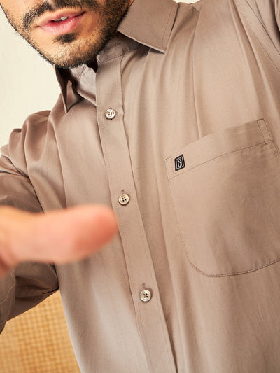Grey: Cotton Formal Shirt