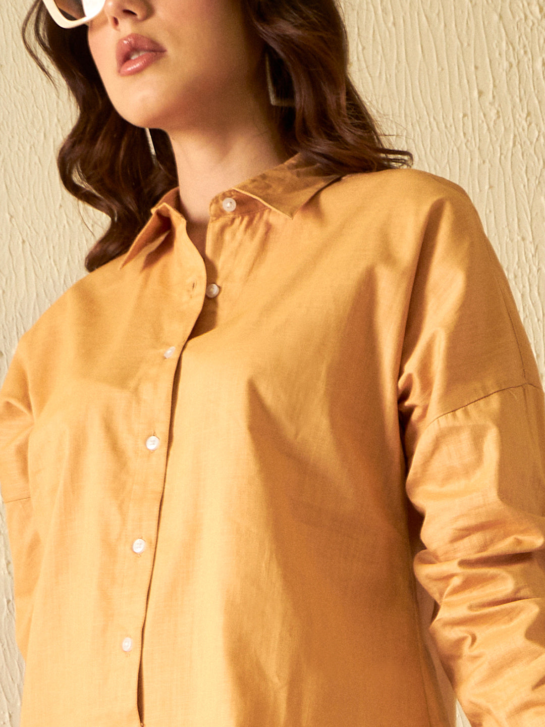 DENNISON Women Beige Smart Boxy Opaque Casual Shirt