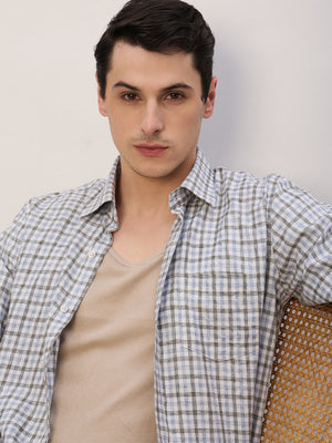 Blue & White: Full Sleeves Checkered Shirt