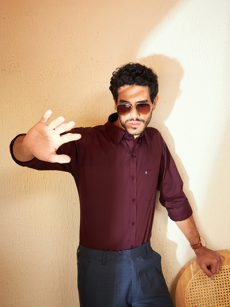 Wine: Cotton Formal Shirt