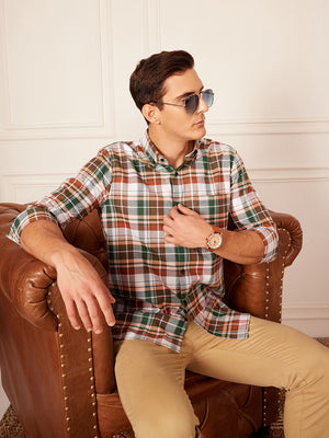 DENNISON Smart Tartan Checks Checked Button-Down Collar Casual Shirt