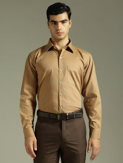 Mustard Brown: Party Wear Formal Shirt