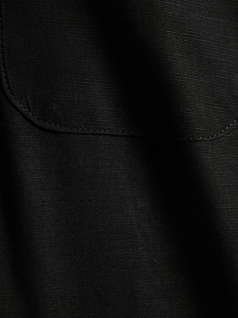 Men Black Smart Slim Fit Solid Twill Weave Cotton Linen Casual Shirt