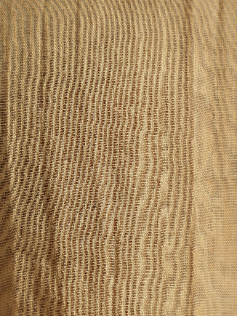 Beige: Half Sleeves Muslin Kurta Shirt