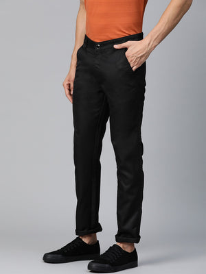 DENNISON Men Black Smart Tapered Fit Solid Regular Trousers
