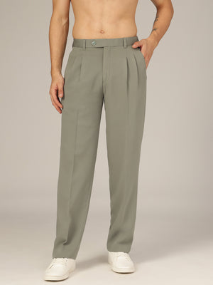 Olive Green : Double Pleated Korean Trouser