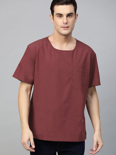 Maroon: Comfort Fit Short Kurta