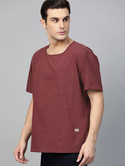Maroon: Comfort Fit Short Kurta
