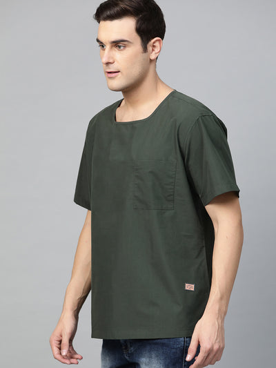 Avocado Green: Comfort Fit Short Kurta