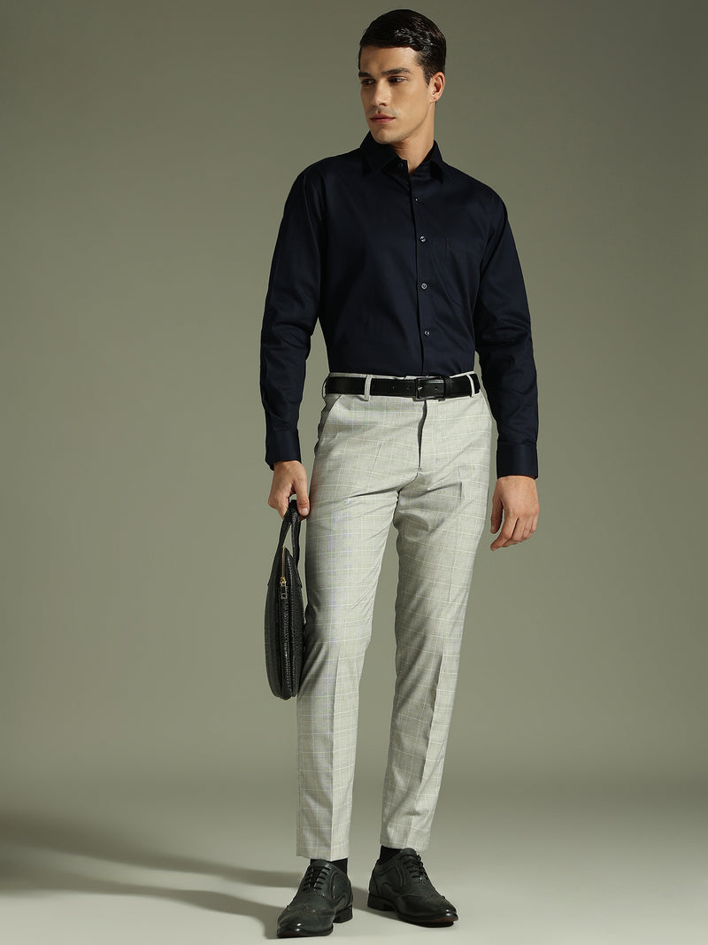 Navy Blue: Solid Cotton Formal Shirt