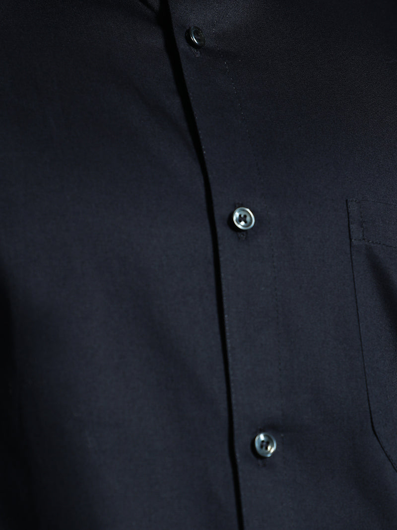 Navy Blue: Solid Cotton Formal Shirt