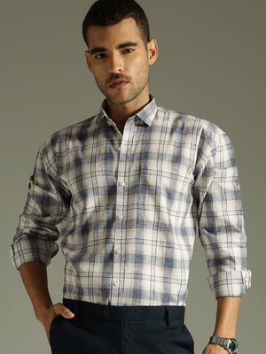 Blue & White: Full Sleeves Checkered Shirt