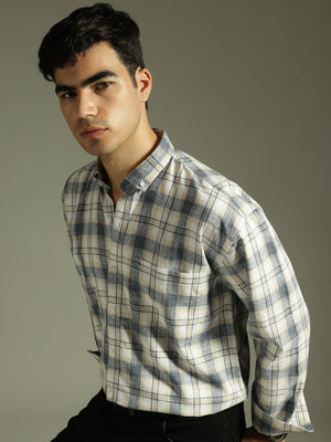 Blue & White: Full Sleeves Checkered Shirt