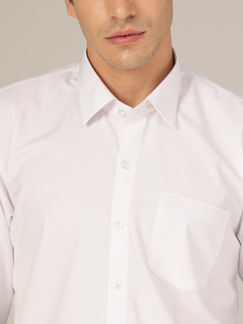 White: Spread Collar Formal Shirt