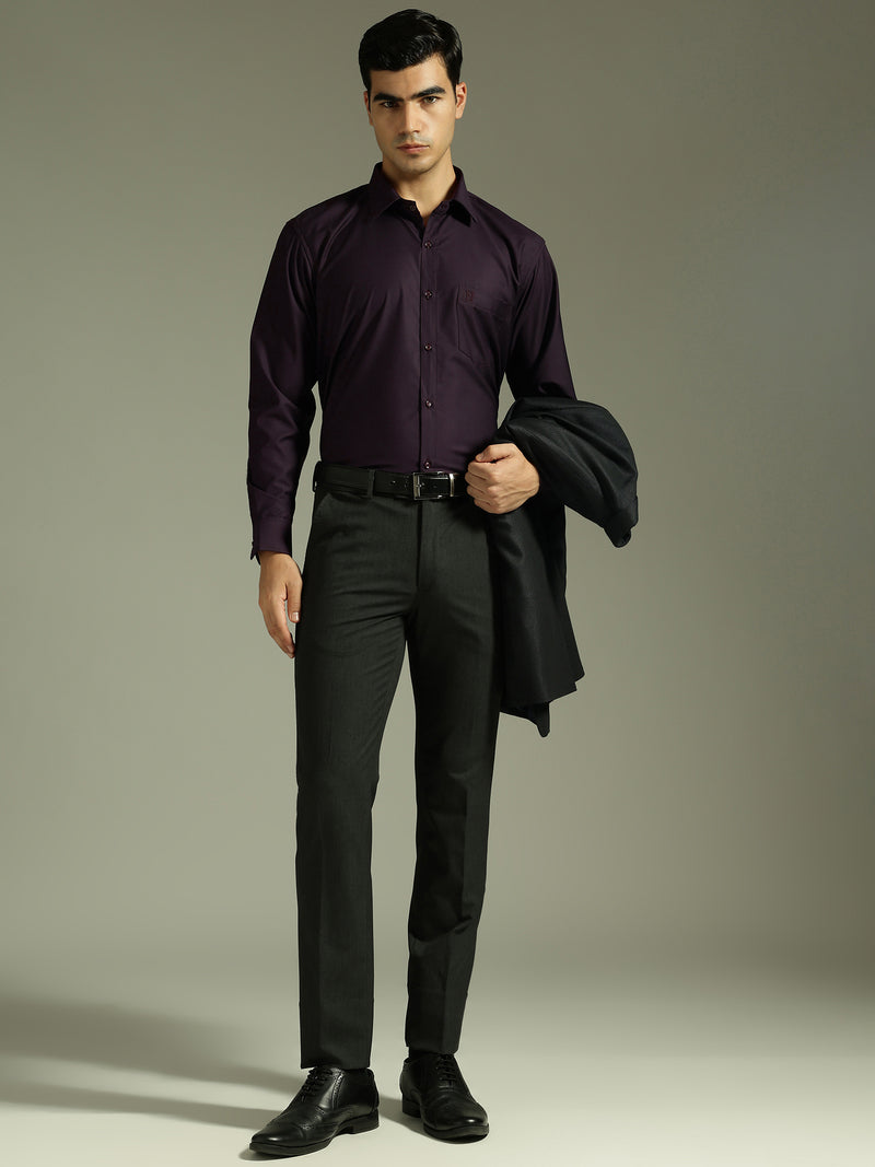 Purple: Spread Collar Formal Shirt
