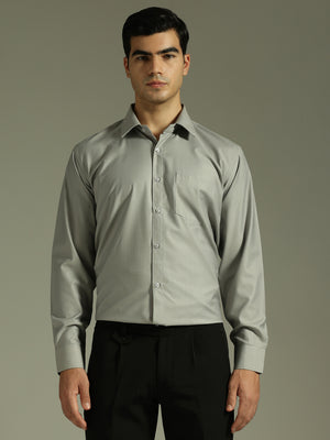 Grey: Spread Collar Formal Shirt