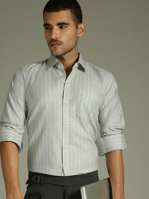 Mint Green & White: Vertical Stripes Formal Shirt