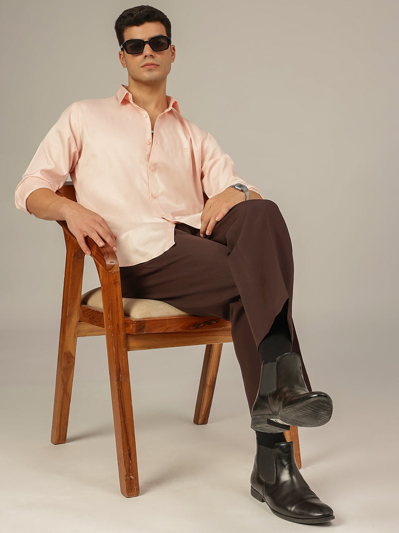 Peach: Premium Party Wear Formal Satin Shirt