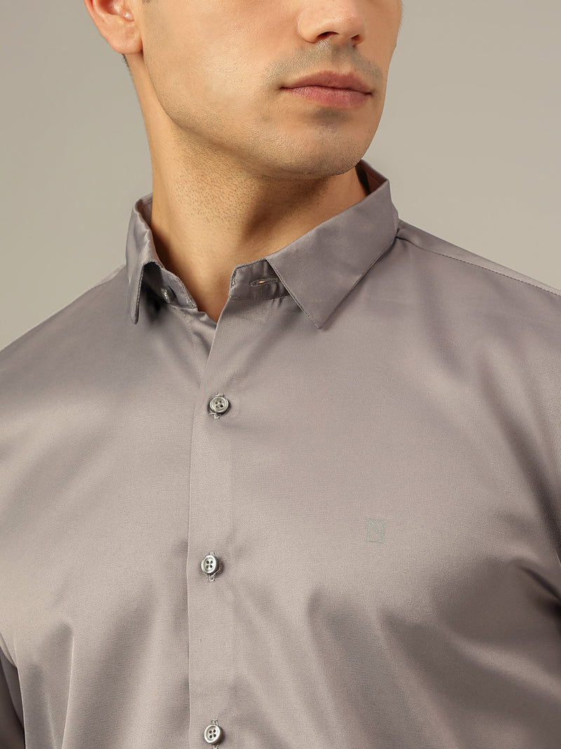 Grey: Premium Party Wear Formal Satin Shirt