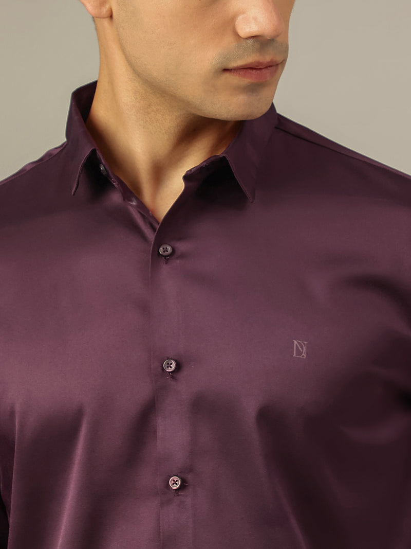 Purple: Premium Party Wear Formal Satin Shirt