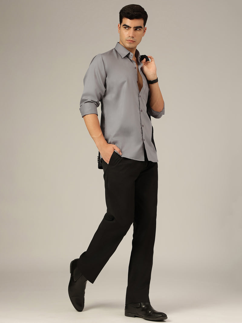 Dark Grey: Party Wear Formal Shirt