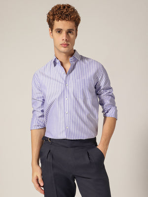 Blue & White: Vertical Stripes Formal Shirt