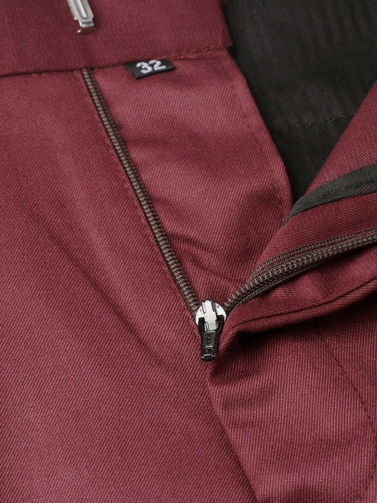 DENNISON Men Maroon Smart Tapered Fit Smart Casual Trousers