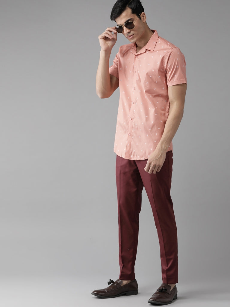 DENNISON Men Maroon Smart Tapered Fit Smart Casual Trousers