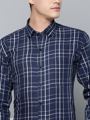 Blue: Tartan Checks Formal Shirt