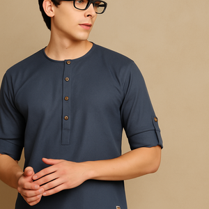 DENNISON Men Solid Linen Kurta