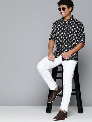 DENNISON Men Black Block Printed Shirt