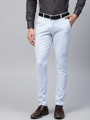 Blue: Wrinkle Free Stretchable Knitted Chinos