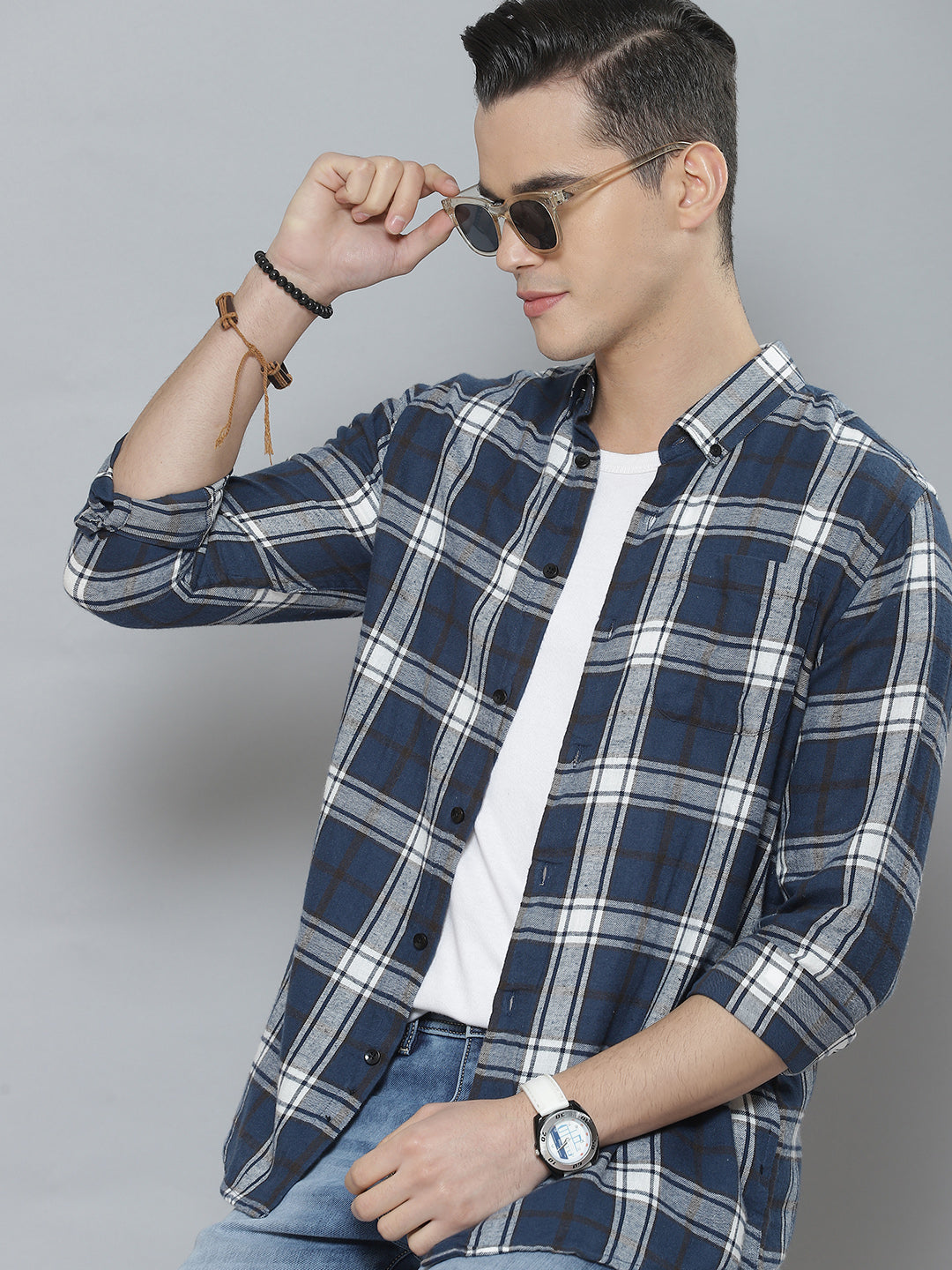 Men Smart Tartan Checked Cotton Casual Shirt