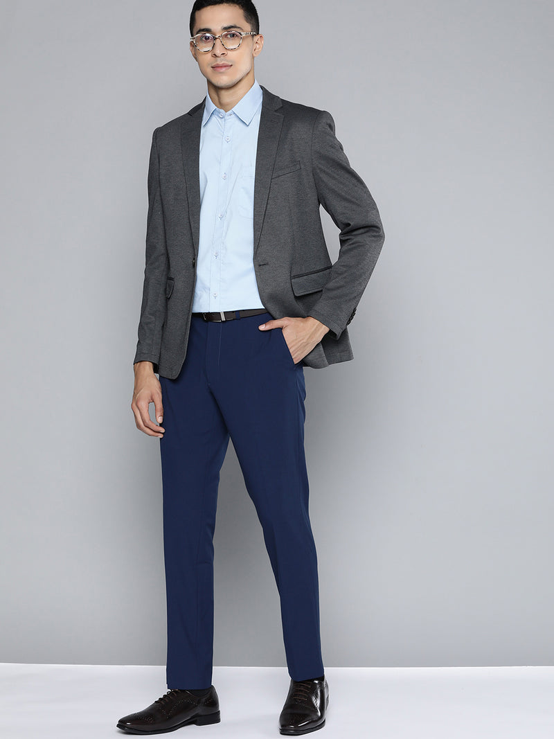 Blue: Solid Lycra Formal Shirt